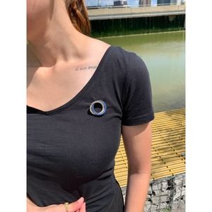 23Vintage Circle Brooch Blue and White | Gemstone Brooch | Intertwining Circles